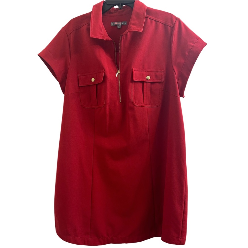 Red Women's Dress with Zipper Detail